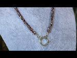 Crystalized 6mm Beaded Sailor Clasp 30" Charm Necklace (Goldtone/Mystic Iridis)