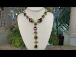 Glamour Queen Necklace & Pierced Earrings Set (Goldtone/Green Sphinx)