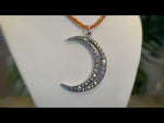 Sisters Of The Moon Open Ring  Charm With FREE 18 Shimmer Bead Necklace (Silver Ox/Burnt Orange)