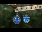 Mystic Goddess Seaview Moon Compass Rose Leverback Earrings (Silver Ox/Mystic Blue Sphinx)