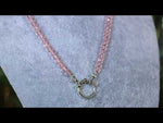 Crystalized 6mm Beaded Sailor Clasp 18" Charm Necklace (Goldtone/Pixie Pink)