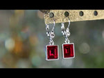 Brilliant Emerald Cut Petite Leverback Earrings (Sterling Silvertone/Ruby Red)