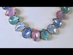 Teardrop Treasures Necklace Pierced Earrings Set (Goldtone/Multi Mystical Pastel)