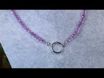 Crystalized 6mm Beaded Sailor Clasp 30" Charm Necklace (Sterling Silvertone/Violet)