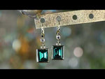 Brilliant Emerald Cut Petite Leverback Earrings (Goldtone/Emerald Green)