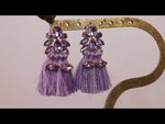 Unforgettable Teardrop Marquuise Fringe Pierced Earrings (Goldtone/Violet)