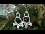 By The Sea Cowrie & Pearl Pierced Earrings (Goldtone)