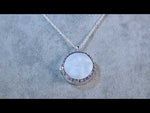 Love Never Dies Glass Seaview Moon Locket Necklace (Sterling Silvertone/Crystal AB)