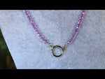 Crystalized 6mm Beaded Sailor Clasp 30" Charm Necklace (Goldtone/Violet)