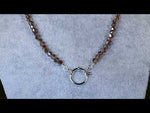 Crystalized 6mm Beaded Sailor Clasp 18" Charm Necklace (Sterling Silvertone/Mystic Iridis)