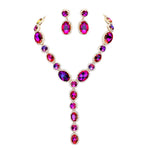 Glamour Queen Necklace & Pierced Earrings Set (Goldtone/Mystic Iridis)