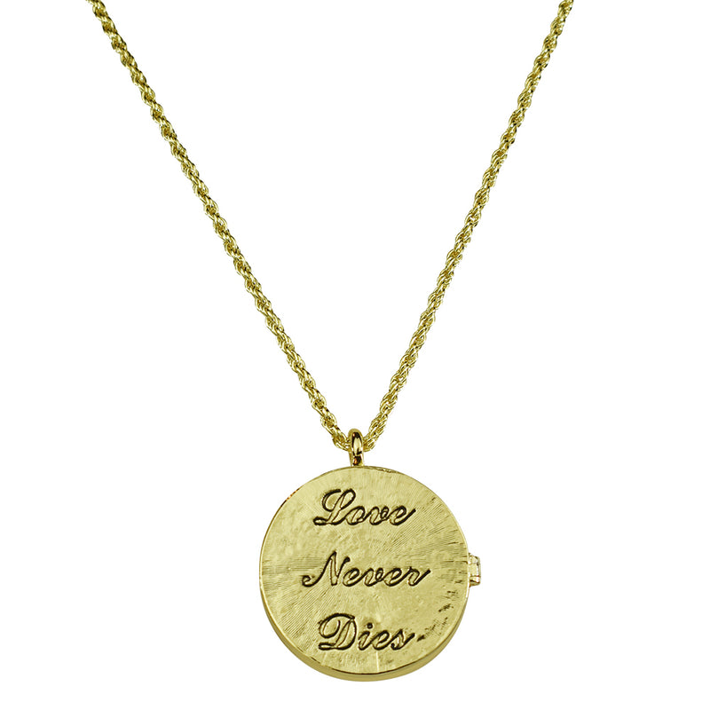 Love Never Dies Glass Seaview Moon Locket Necklace (Goldtone/Crystal AB)