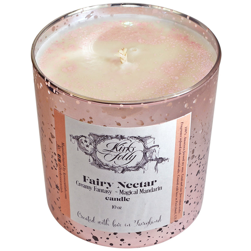 Fairy Nectar 10oz Soy Candle (Rose Goldtone Mercury Glass)