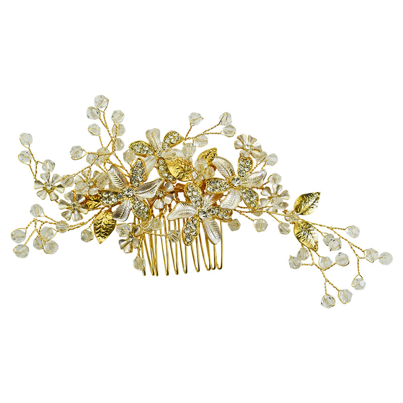 Magical Fairy Flower Hair Comb (Goldtone)