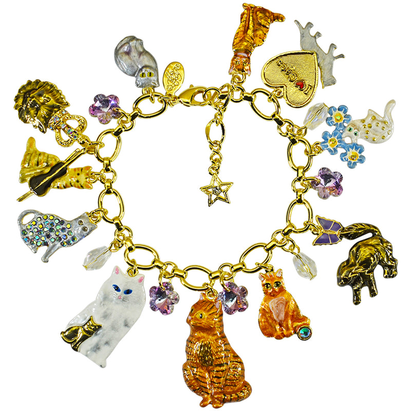 Cat Lovers Charm Bracelet (Goldtone)