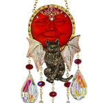 Sabrina Bat Cat Empress Seaview Moon Ornament (Goldtone/Ruby)