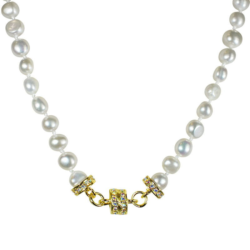 Precious Fresh Water Pearl Magnetic Interchangeable Necklace (Goldtone)