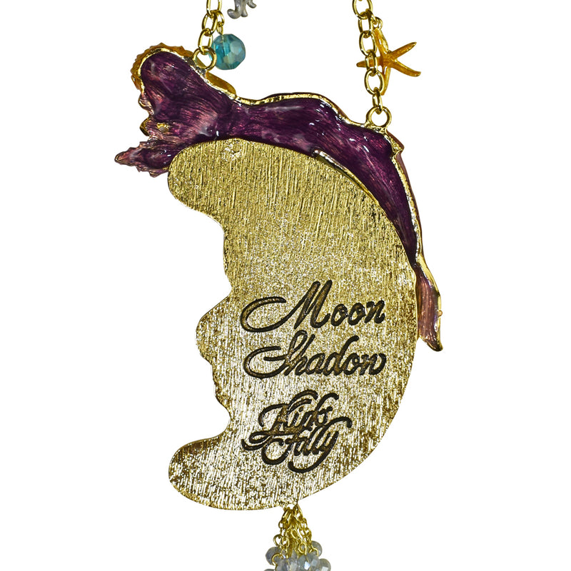 Mermaid Magic Goddess Moon Shadow Ornament (Goldtone/Mermaid Azure)