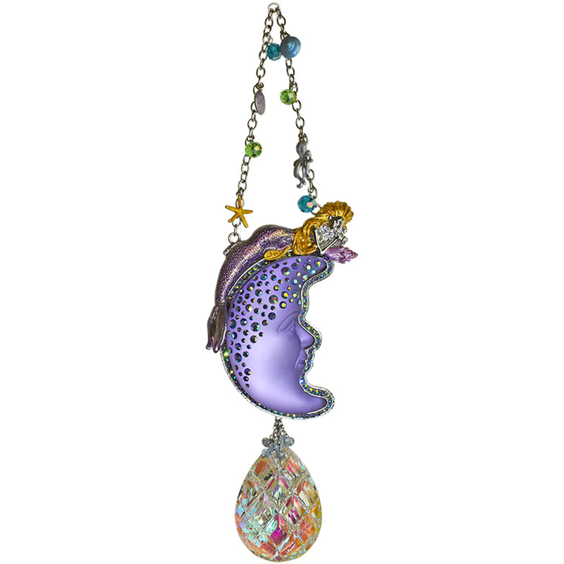 Mermaid Magic Goddess Moon Shadow Ornament (Silvertone/Twilight Purple)