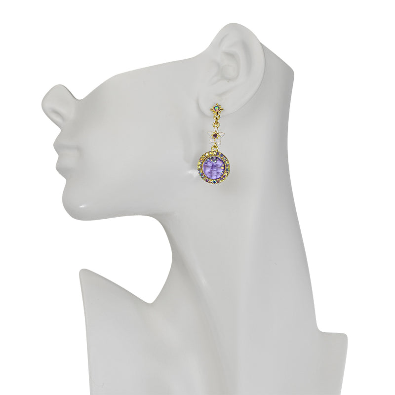 Goddess Seaview Moon Asymmetric Pierced Earrings (Goldtone/Twilight Purple)