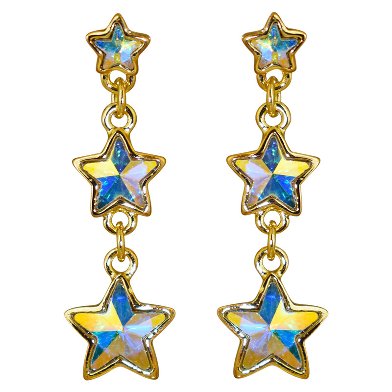 Three Wishes Star Pierced Earrings (Goldtone)