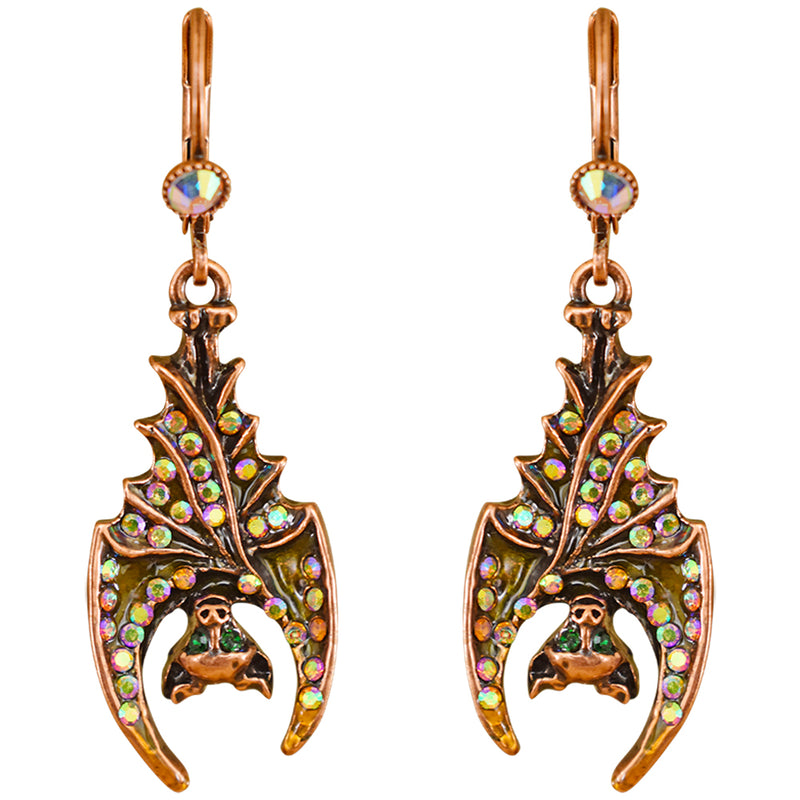 Boris The Bat Leverback Earrings (Copper Ox)