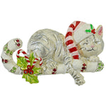 Candy Cane Christmas Kitty Pin Pendant (Sterling Silvertone)