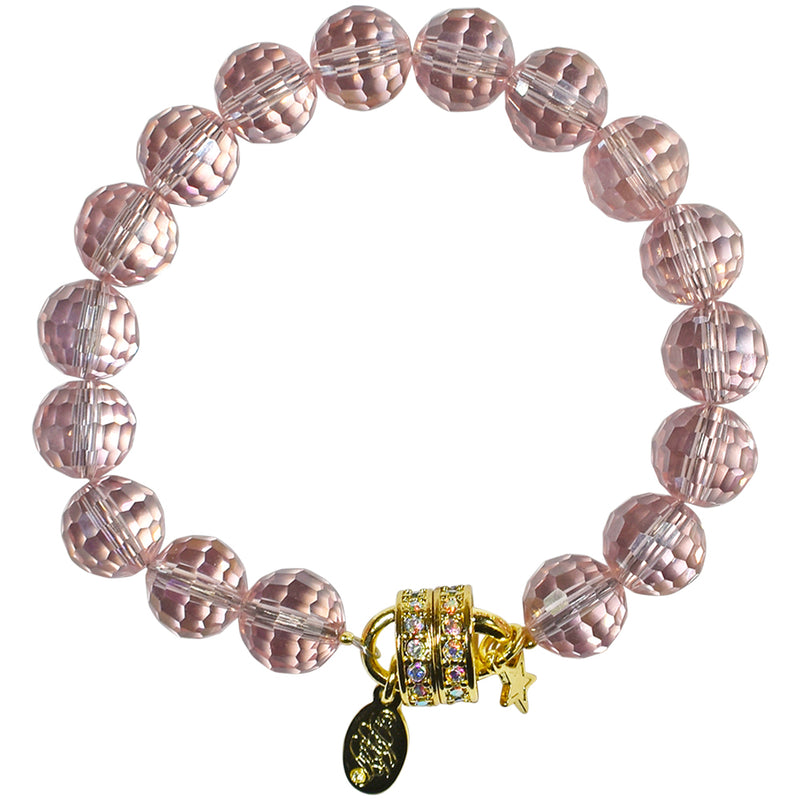 Crystal Queen Beaded Magnetic Bracelet (Goldtone/Pixie Pink AB)
