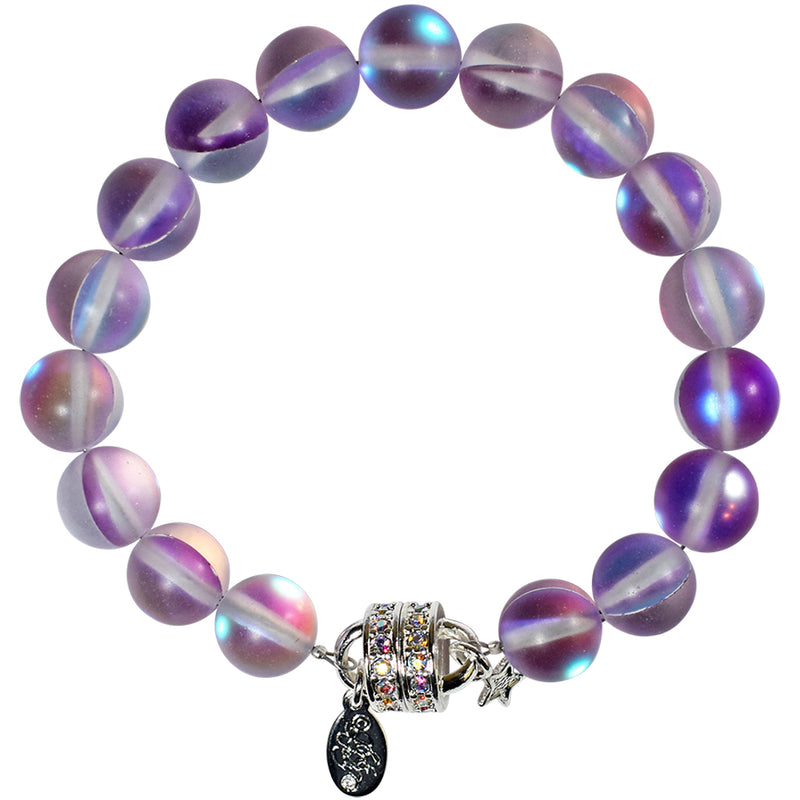 Mystic Bead Magnetic Bracelet (Sterling Silvertone/Lavender AB)