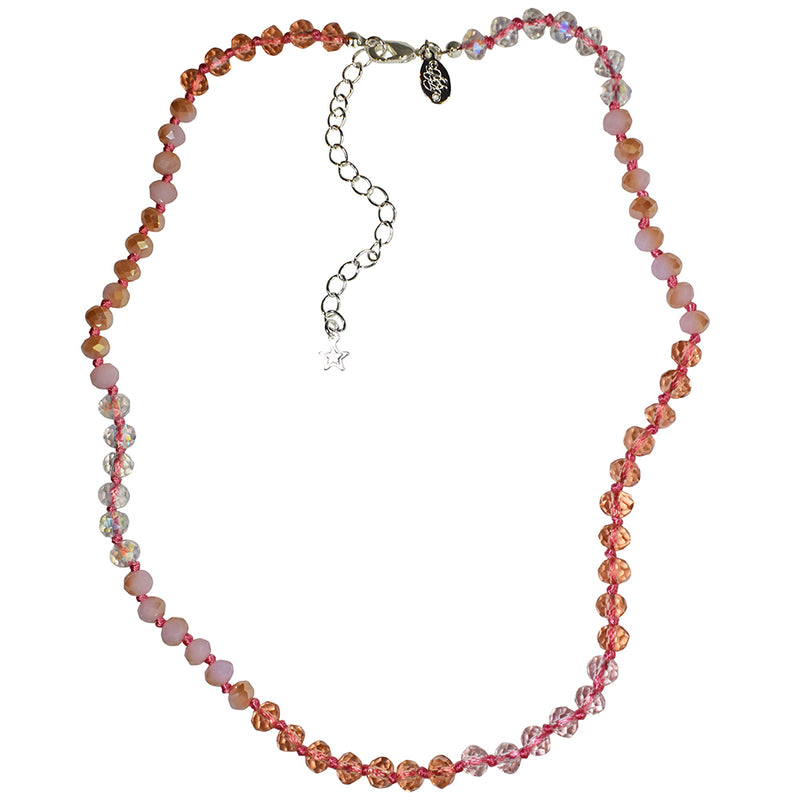 Divine Ombre 6mm Beaded Necklace (Sterling Silvertone/Pink)