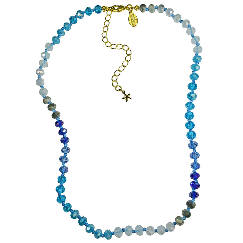 Divine Ombre 6mm Beaded Necklace (Goldtone/Blue)