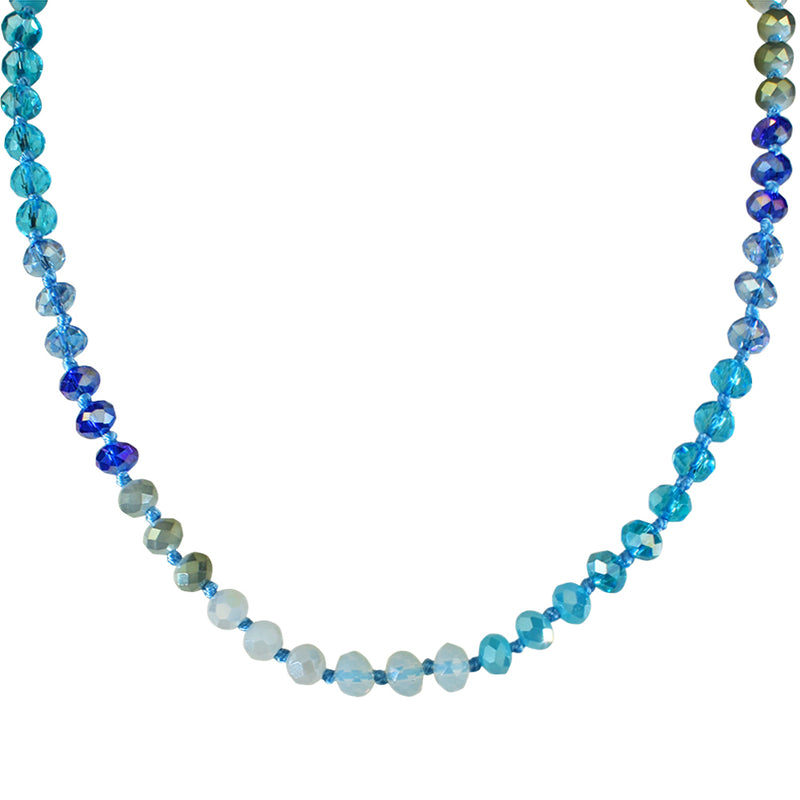 Divine Ombre 6mm Beaded Necklace (Sterling Silvertone/Blue)