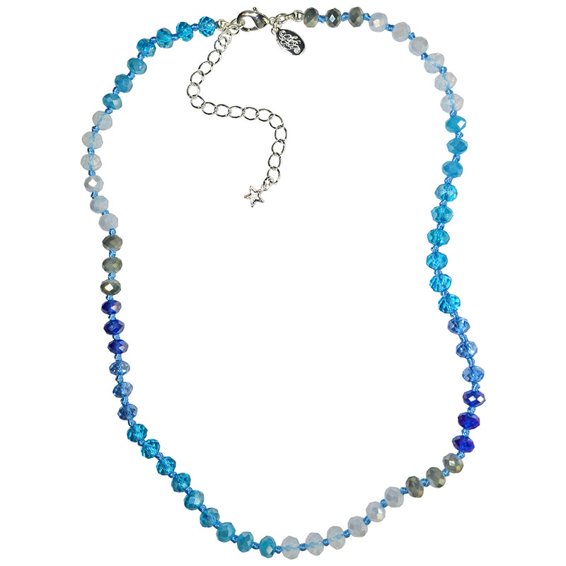 Divine Ombre 6mm Beaded Necklace (Sterling Silvertone/Blue)