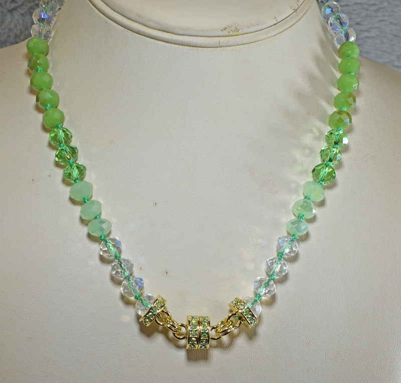 Divine Ombre 8mm Beaded Magnetic Interhchangeable Necklace (Goldtone/Green)