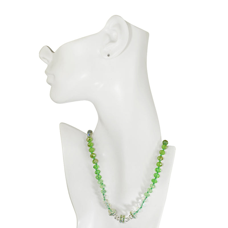 Divine Ombre 8mm Beaded Magnetic Interchangeable Necklace (Sterling Silvertone/Green)