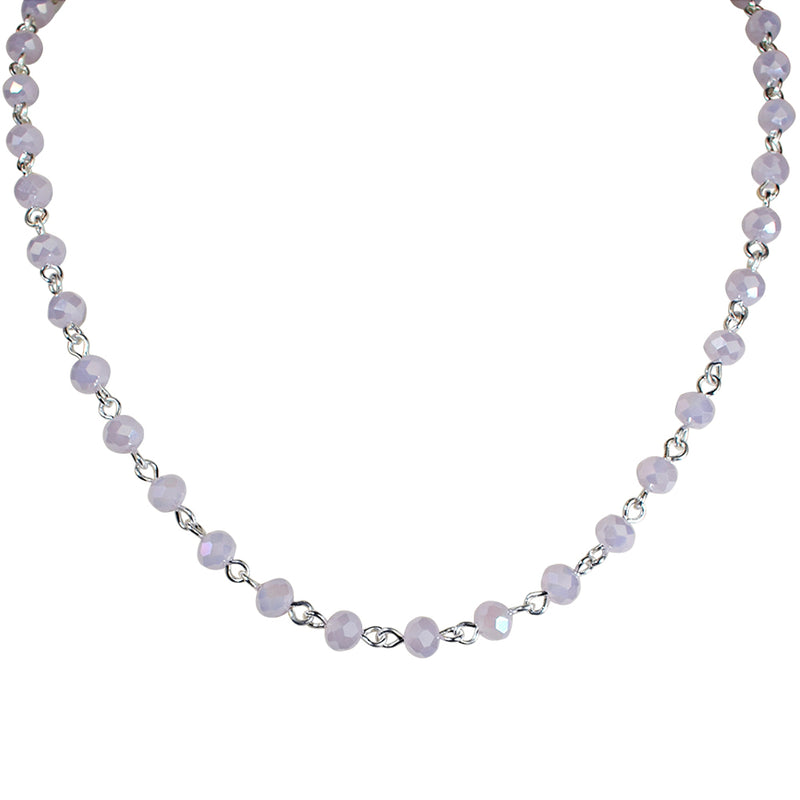Mystic Crystal 30" Necklace (Sterling Silvertone/Opal Pink)
