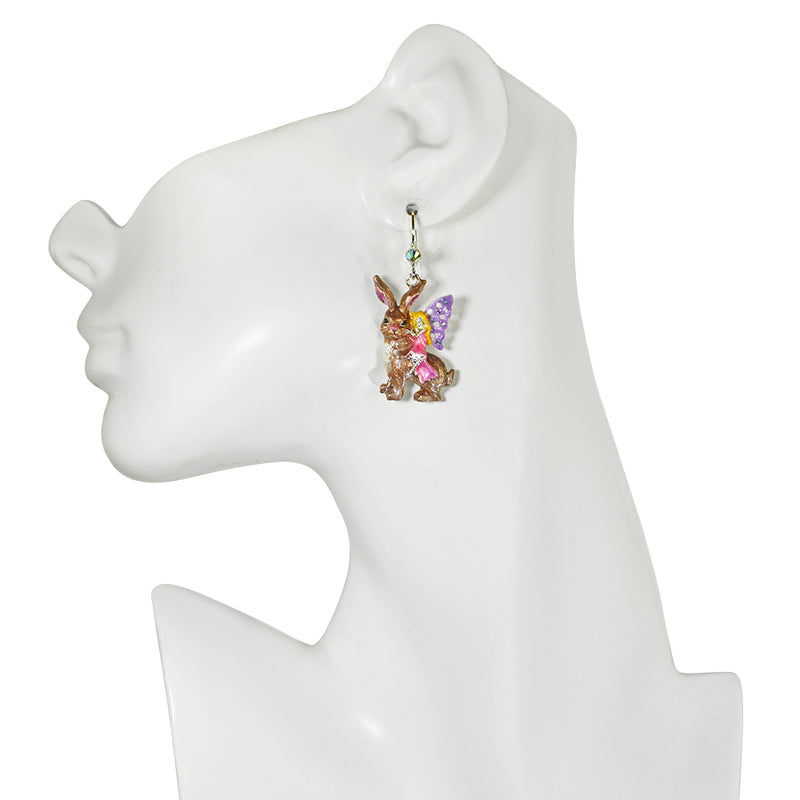 Fairyland Bunny Leverback Earrings (Sterlilng Silvertone)