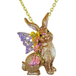 Fairyland Bunny Pin Pendant With Necklace (Goldtone)