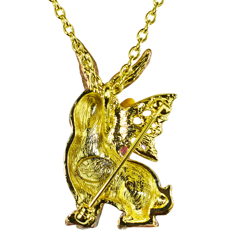 Fairyland Bunny Pin Pendant With Necklace (Goldtone)