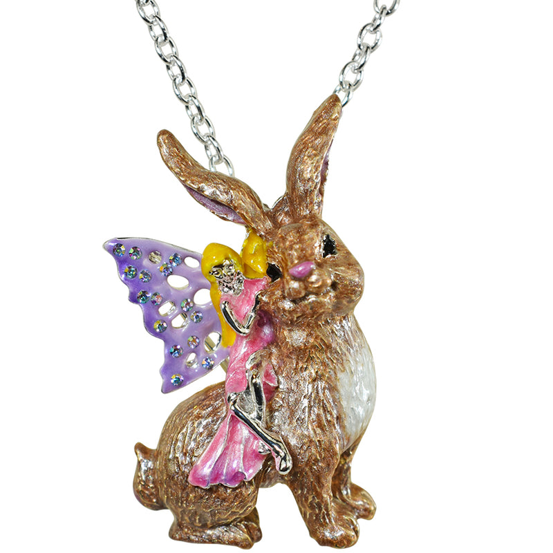 Fairyland Bunny Pin Pendant With Necklace (Sterling Silvertone)