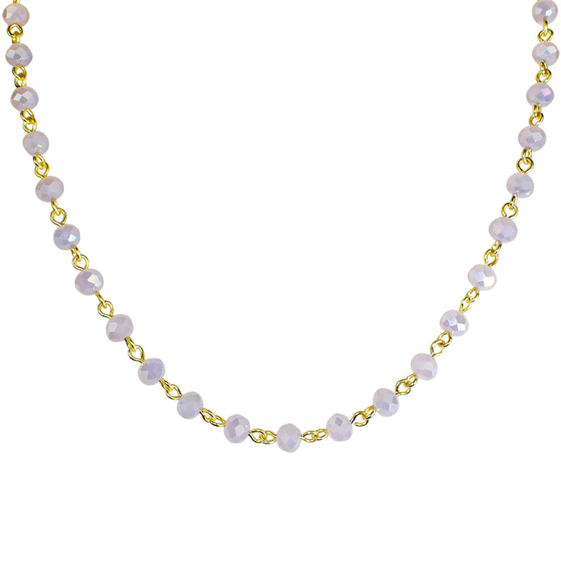 Mystic Crystal 30" Necklace (Goldtone/Opal Pink)