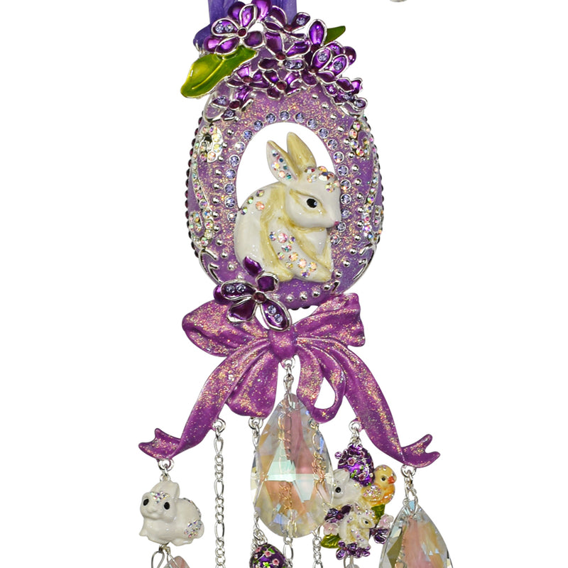Honey Bunny Crystal Wind Chime (Sterling Silvertone/Purple)