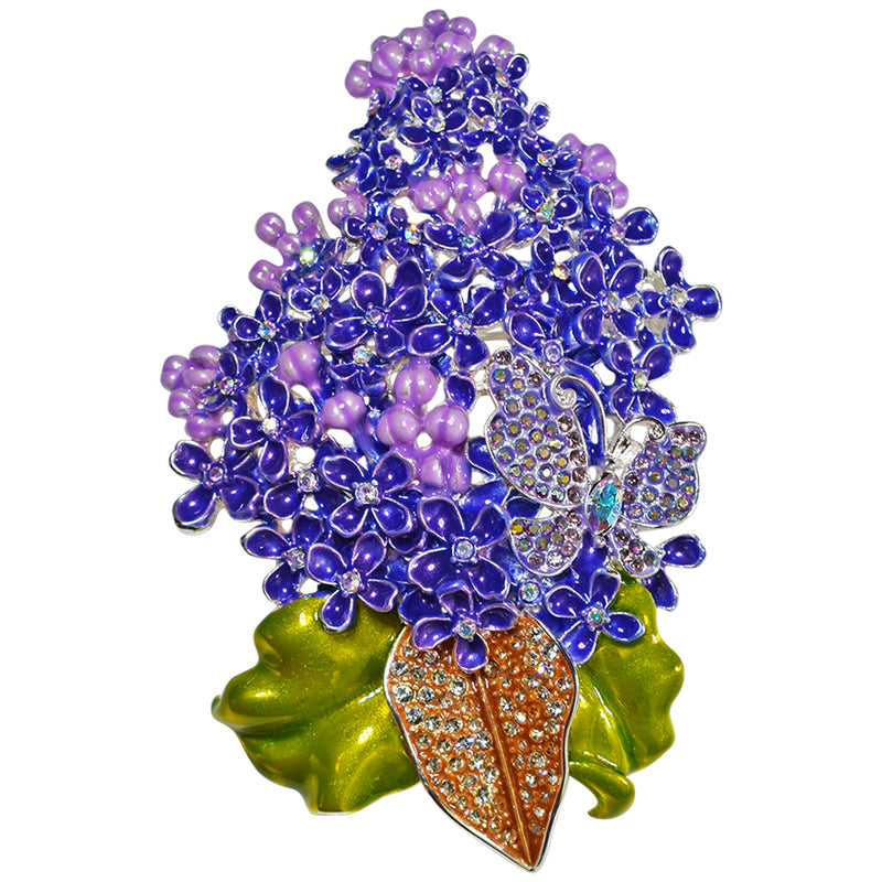 Lovely Lilac Butterfly Pin Pendant (Sterling Silvertone/Purple)