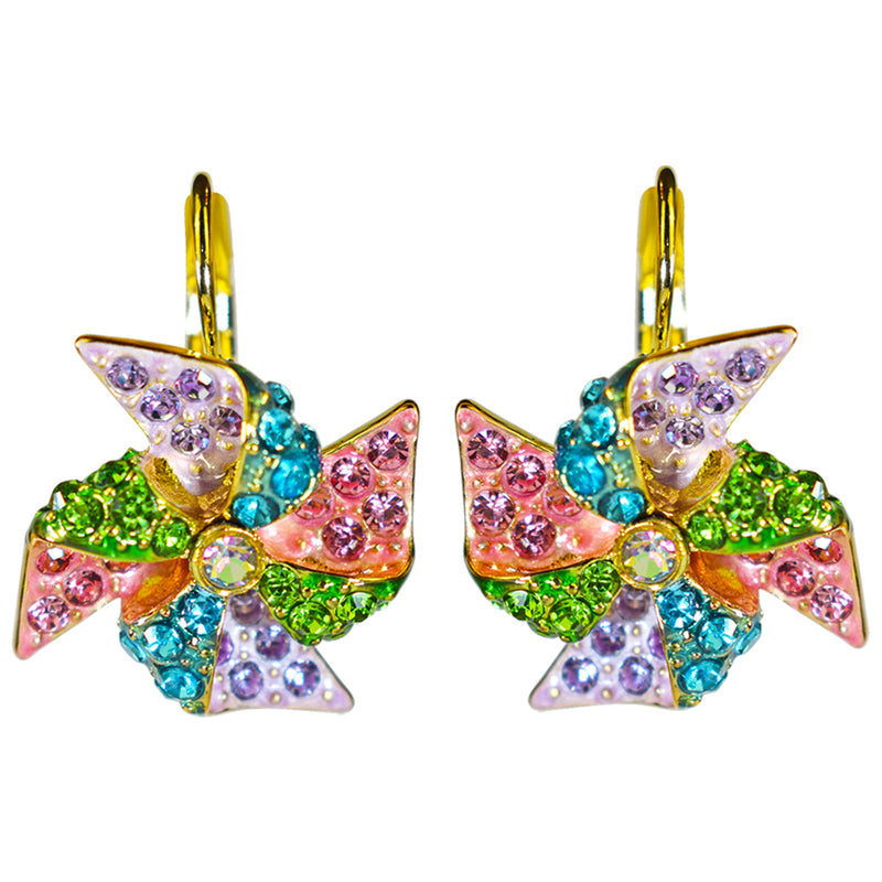Enchanted Pinwheel Leverback Earrings (Goldtone)