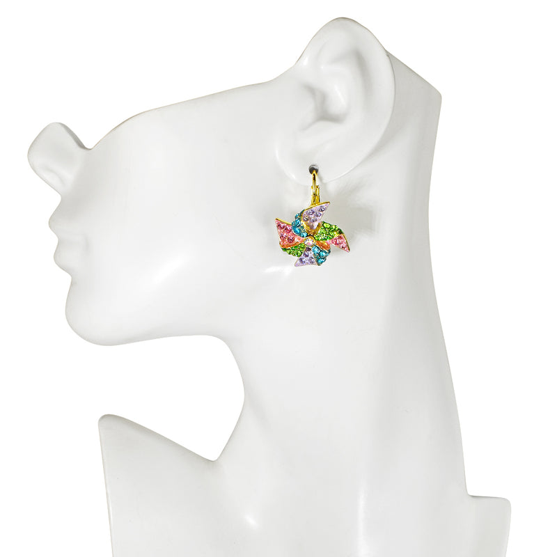 Enchanted Pinwheel Leverback Earrings (Goldtone)