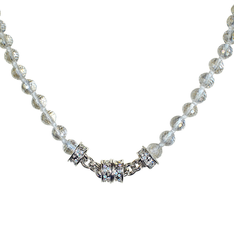 Crystal Beaded 32" Magnetic Interchangeable Necklace (Sterling Silvertone/Crystal AB)