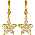 Fairy Diamond Star CZ Leverback Earrings (Goldtone)