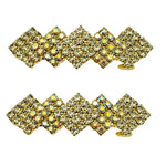 Crystal Diamond Set Of 2 Side Barrettes (Goldtone/Crystal AB)
