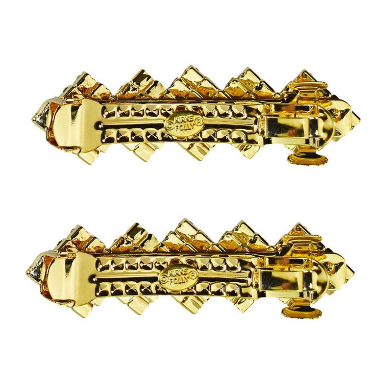 Crystal Diamond Set Of 2 Side Barrettes (Goldtone/Crystal AB)