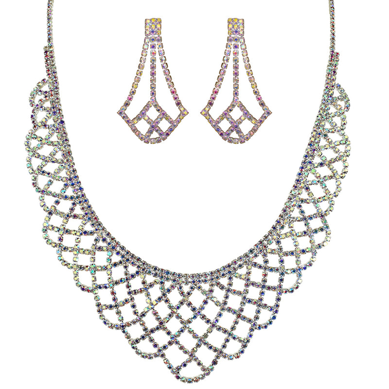 One Enchanted Evening Necklace & Earrings Set (Sterling Silvertone/Crystal AB)